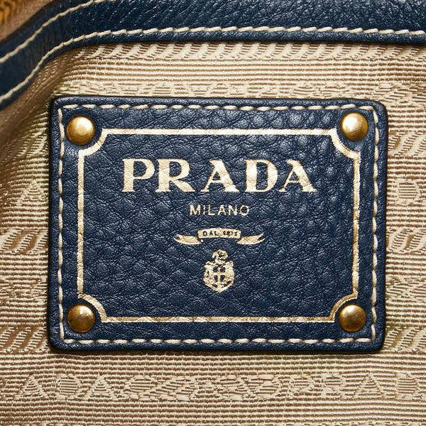 プラダ トートバッグ ハンドバッグ ネイビー レザー レディース PRADA 【中古】