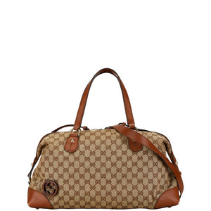 グッチ GGキャンバス ハンドバッグ ショルダーバッグ 2WAY 296897 ベージュ ブラウン キャンバス レザー レディース GUCCI 【中古】