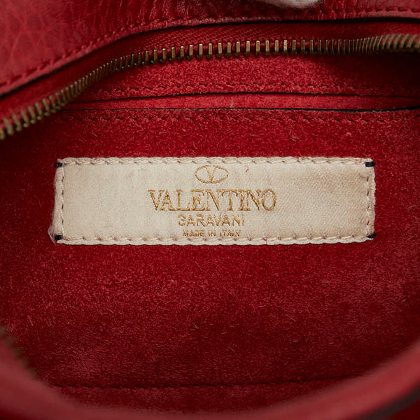 ヴァレンチノ スタッズ ショルダーバッグ レッド レザー レディース Valentino 【中古】