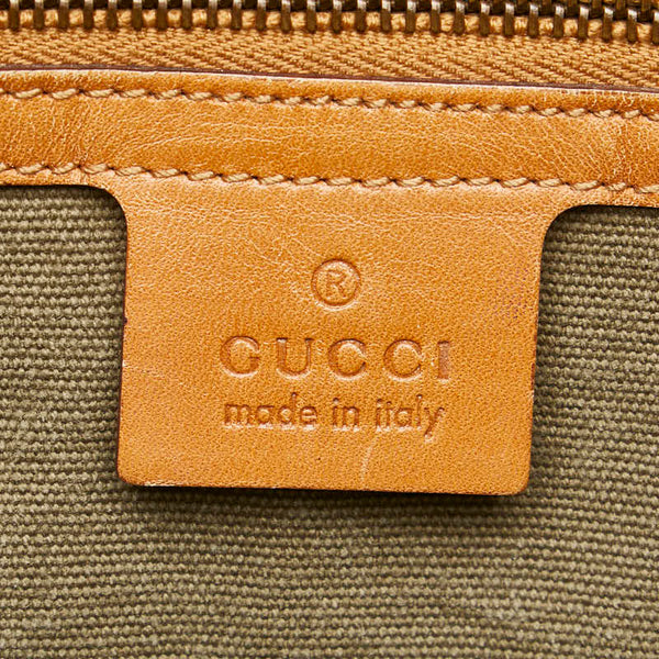 グッチ トートバッグ ハンドバッグ 109133 カーキ ブラウン キャンバス レザー レディース GUCCI 【中古】