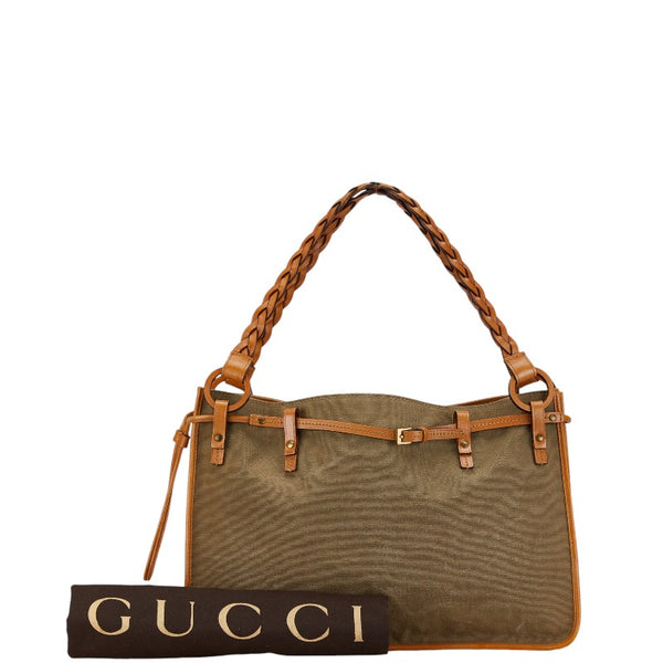 グッチ トートバッグ ハンドバッグ 109133 カーキ ブラウン キャンバス レザー レディース GUCCI 【中古】