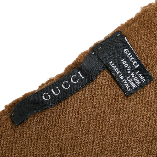 グッチ GGウール ストール マフラー ブラウン ウール レディース GUCCI 【中古】