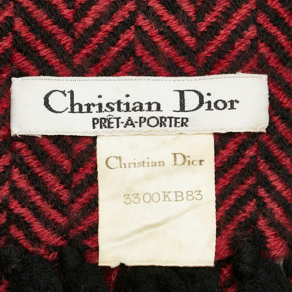 ディオール マフラー レッド ブラック ウール レディース Dior 【中古】