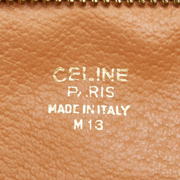 セリーヌ マカダム ポーチ ブラウン PVC レザー レディース CELINE 【中古】