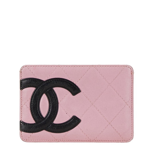 シャネル カンボンライン ココマーク カードケース ピンク レザー レディース CHANEL 【中古】