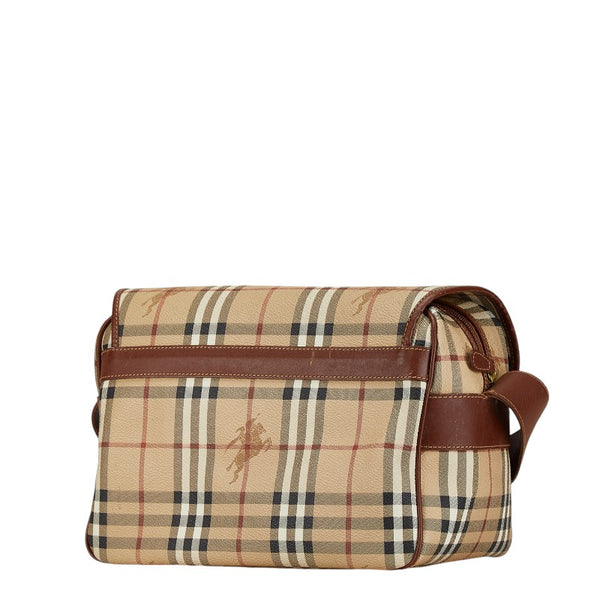 バーバリー ノバチェック シャドーホース ショルダーバッグ ベージュ ブラウン PVC レザー レディース BURBERRY 【中古】