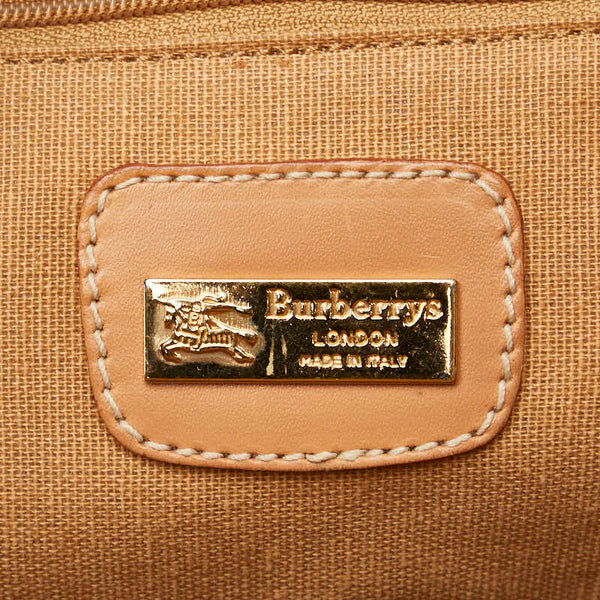 バーバリー ノバチェック シャドーホース ハンドバッグ ショルダーバッグ 2WAY ブルー ブラウン PVC レザー レディース BURBERRY 【中古】