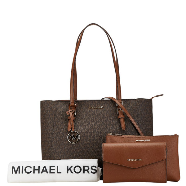 マイケルコース シグネチャー トートバッグ ショルダーバッグ 2WAY 35F3GCFT9T ブラウン レザー レディース Michael Kors 【中古】