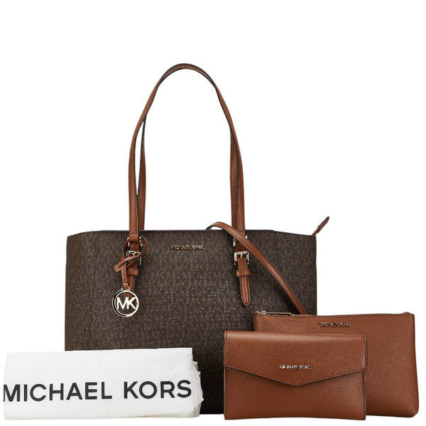 マイケルコース シグネチャー トートバッグ ショルダーバッグ 2WAY 35F3GCFT9T ブラウン レザー レディース Michael Kors 【中古】