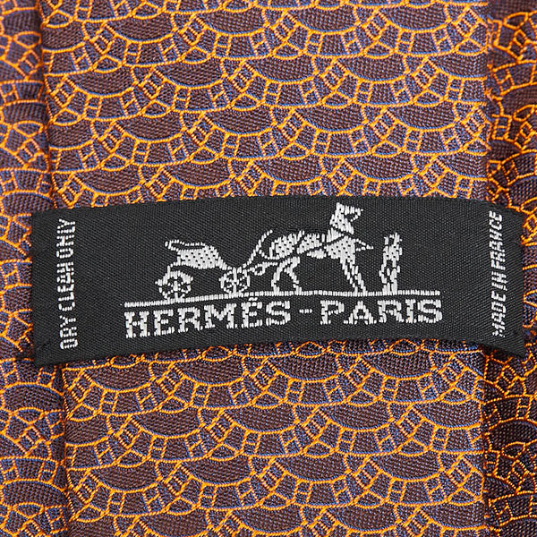 エルメス ネクタイ ブラック オレンジ シルク メンズ HERMES 【中古】