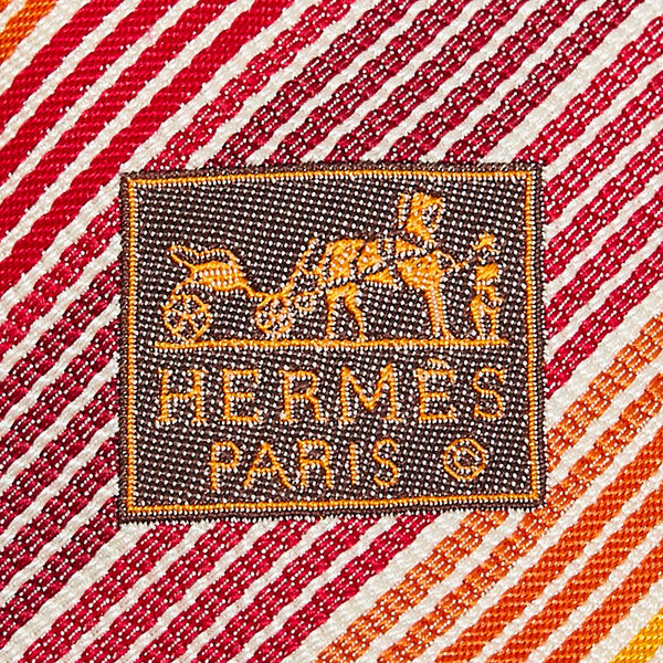 エルメス ネクタイ レッド オレンジ マルチカラー シルク メンズ HERMES 【中古】