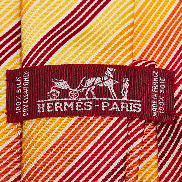 エルメス ネクタイ レッド オレンジ マルチカラー シルク メンズ HERMES 【中古】