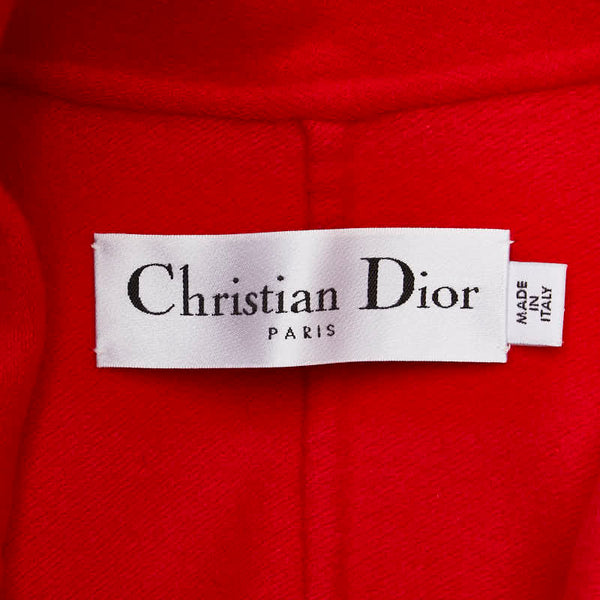 ディオール 2018AW サイドスリッドベルト コート サイズ：34 レッド カシミヤ レディース Dior 【中古】