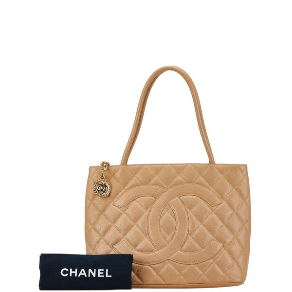 シャネル マトラッセ ココマーク 復刻トート トートバッグ ショルダーバッグ ベージュ キャビアスキン レディース CHANEL 【中古】