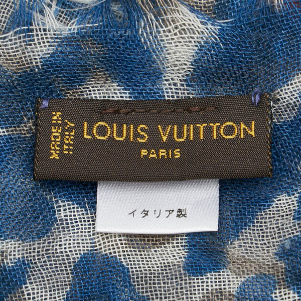 ルイ ヴィトン エトール レオパード ストール マフラー グレー レッド カシミヤ シルク レディース LOUIS VUITTON 【中古】