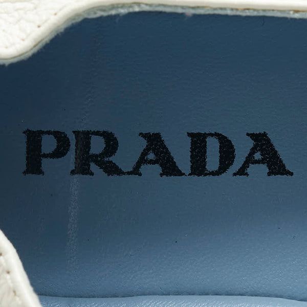 プラダ エスパドリーユ スリッポン シューズ サイズ:36 1/2 ホワイト ブルー レザー キャンバス レディース PRADA 【中古】