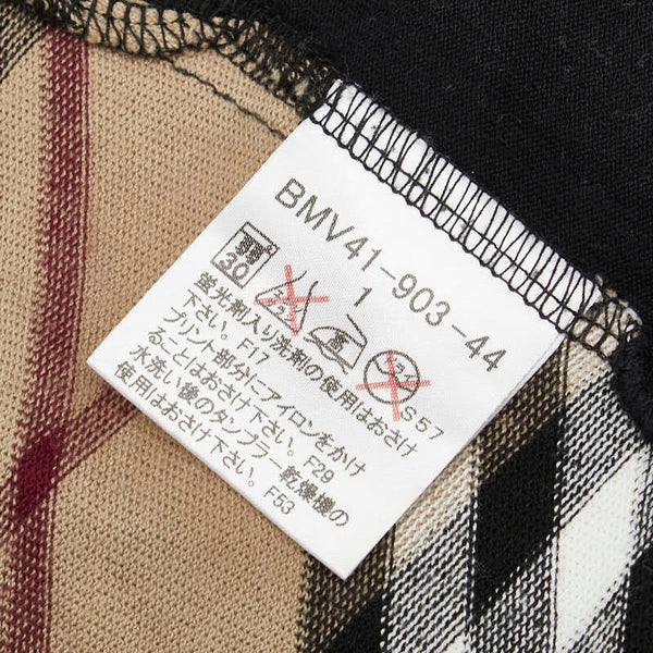 バーバリー ノバチェック ブラックレーベル 半袖Ｔシャツ サイズ:1 ブラック ベージュ コットン レディース BURBERRY 【中古】