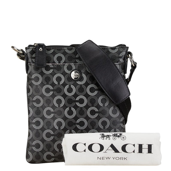 コーチ シグネチャー 斜め掛け ショルダーバッグ 43625 ブラック PVC レザー レディース COACH 【中古】