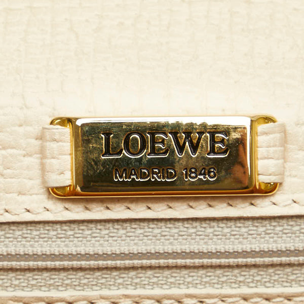 ロエベ バルセロナ ハンドバッグ ショルダーバッグ２WAY アイボリー レザー レディース LOEWE 【中古】