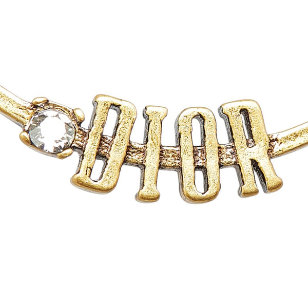 ディオール ロゴ ピアス ゴールド メッキ レディース Dior 【中古】