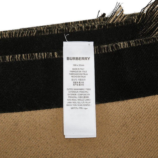 バーバリー ロゴ マフラー ベージュ ブラック ウール レディース BURBERRY 【中古】