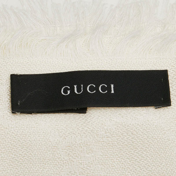 グッチ GG ストライプ マフラー 大判ストール ベージュ ブラウン ウール レディース GUCCI 【中古】