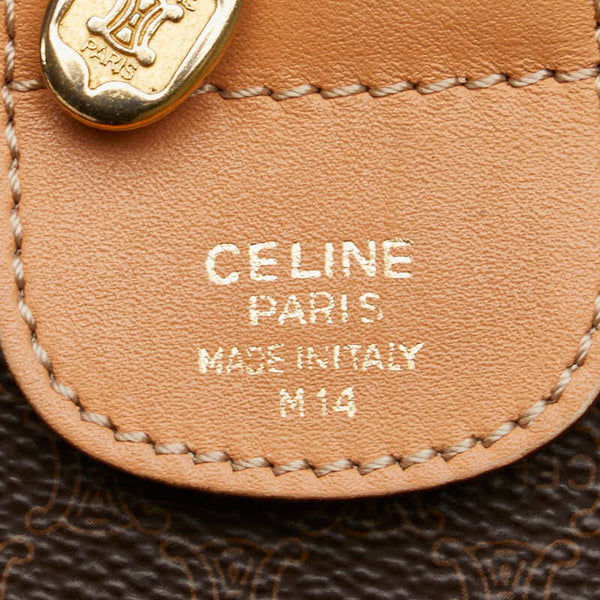 セリーヌ マカダム ハンドバッグ ミニボストンバッグ ブラウン PVC レザー レディース CELINE 【中古】