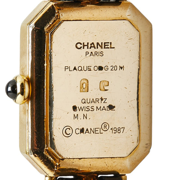 シャネル プルミエール 腕時計 H0001 クオーツ ブラック文字盤 メッキ レザー レディース CHANEL 【中古】