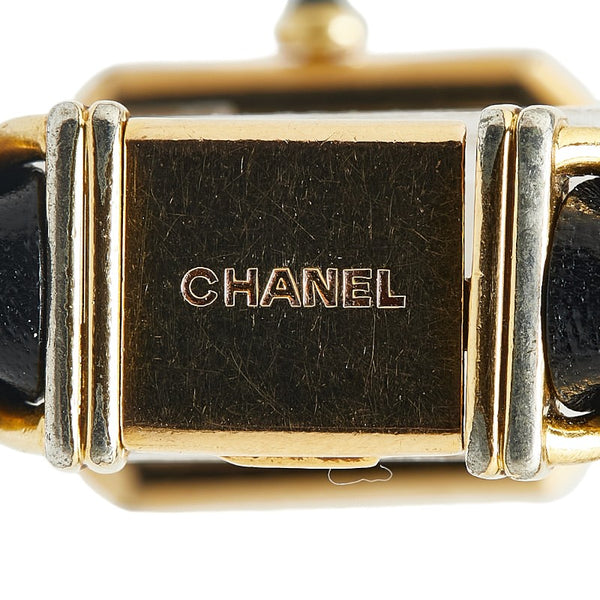 シャネル プルミエール 腕時計 H0001 クオーツ ブラック文字盤 メッキ レザー レディース CHANEL 【中古】