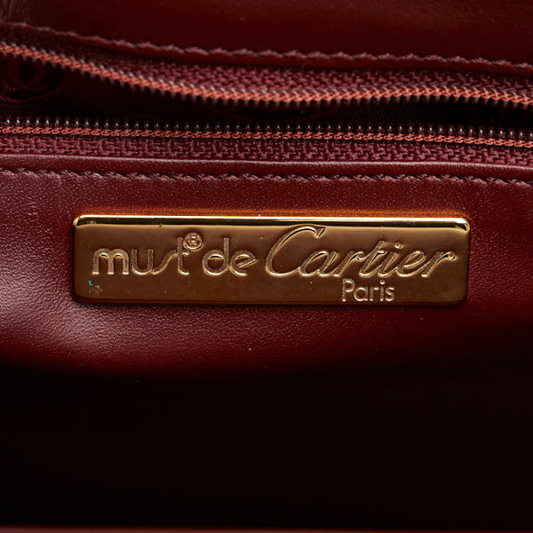 カルティエ マスト ドゥ カルティエ ショルダーバッグ ワインレッド レザー レディース CARTIER 【中古】