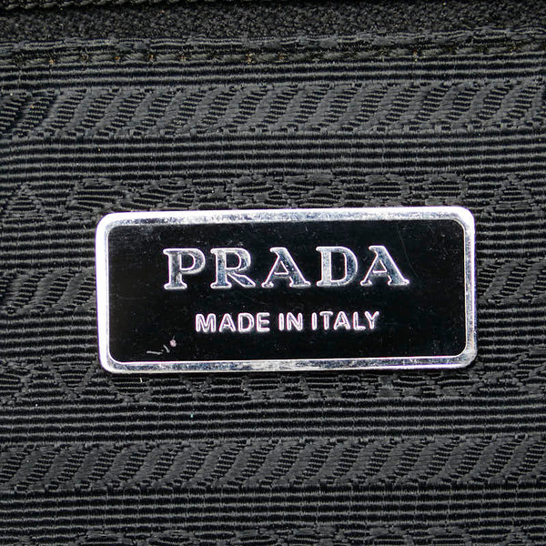 プラダ 三角ロゴプレート ショルダーバッグ ブラック ナイロン レザー レディース PRADA 【中古】