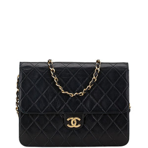 シャネル マトラッセ ココマーク チェーン ショルダーバッグ ブラック ラムスキン レディース CHANEL 【中古】