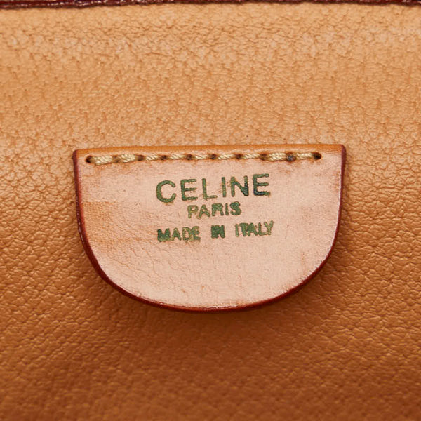 セリーヌ マカダム ハンドバッグ バニティバッグ ヴァニティバッグ ブラウン PVC レザー レディース CELINE 【中古】