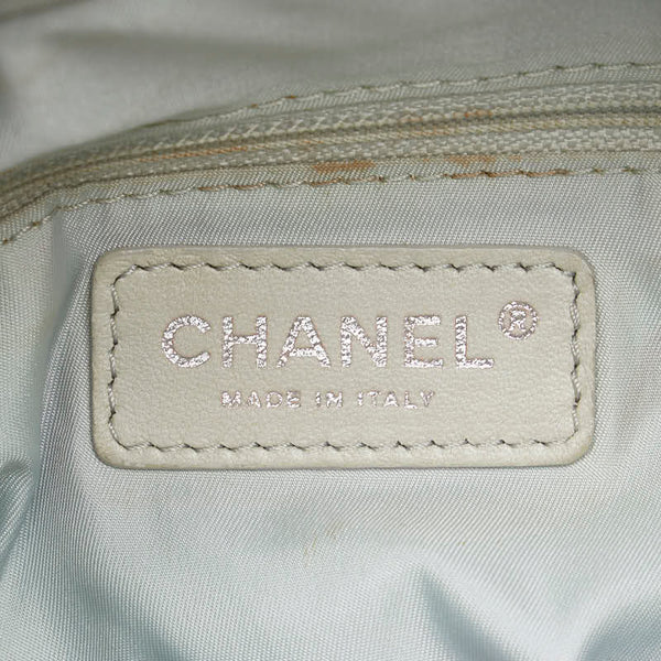 シャネル ココマーク パリビアリッツPM トートバッグ ショルダーバッグ シルバー ホワイト レザー キャンバス レディース CHANEL 【中古】