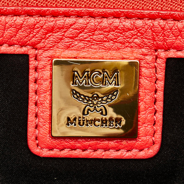 エム シー エム スタッズ リュック バックパック レッド レザー レディース MCM 【中古】