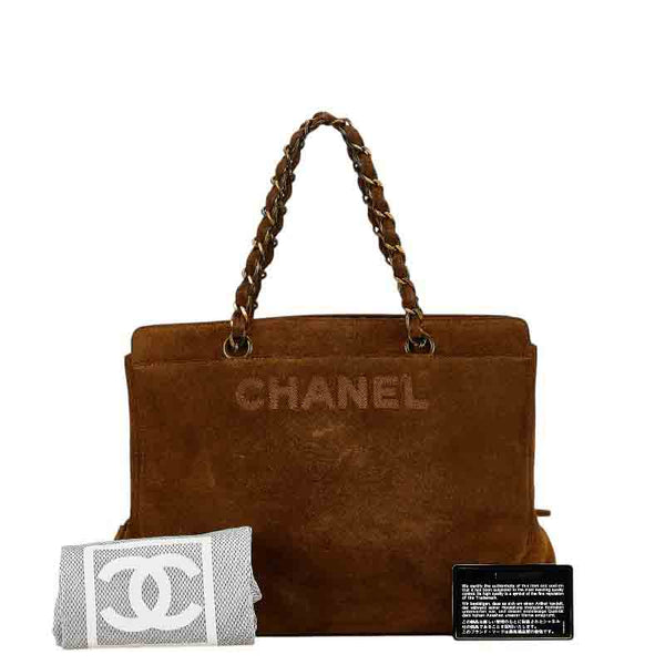 シャネル チェーン トートバッグ ブラウン スウェード レディース CHANEL 【中古】