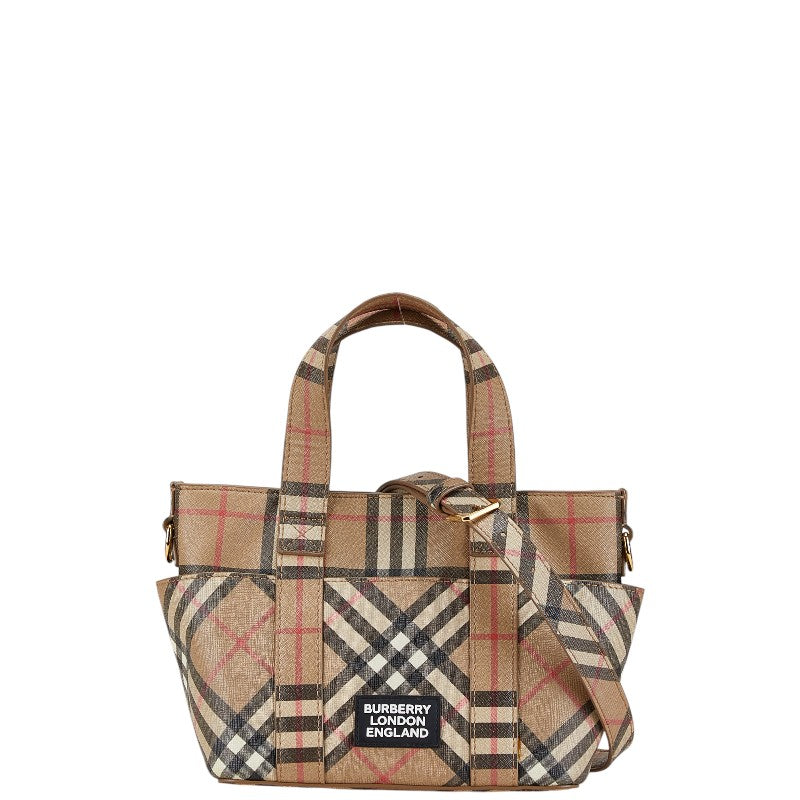 バーバリー ノバチェック ハンドバッグ ショルダーバッグ 2WAY ベージュ ブラウン PVC レディース BURBERRY 【中古】