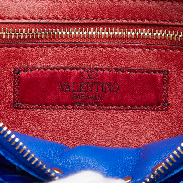 ヴァレンチノ ロックスタッズ ウエストバッグ ボディバッグ ショルダーバッグ ブルー ベロア レザー レディース Valentino 【中古】