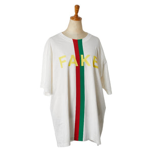 グッチ 20AW Fake Not プリント 半袖Ｔシャツ サイズ：M 616036XJCXX ホワイト マルチカラー コットン メンズ GUCCI 【中古】