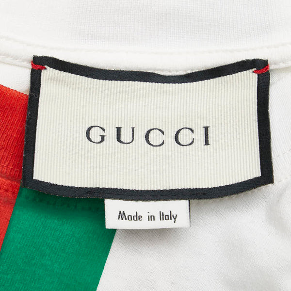 グッチ 20AW Fake Not プリント 半袖Ｔシャツ サイズ：M 616036XJCXX ホワイト マルチカラー コットン メンズ GUCCI 【中古】