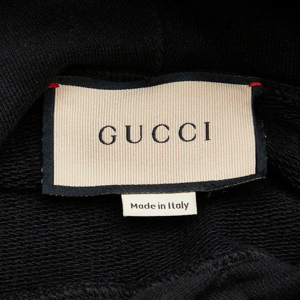 グッチ 22SS プリント プルオーバーパーカー フーディー サイズ：M 681220XJD1D ブラック コットン メンズ GUCCI 【中古】