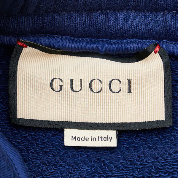 グッチ GGロゴ セットアップ ジップアップパーカー スウェットパンツ サイズ：XS ネイビー ホワイト コットン メンズ GUCCI 【中古】