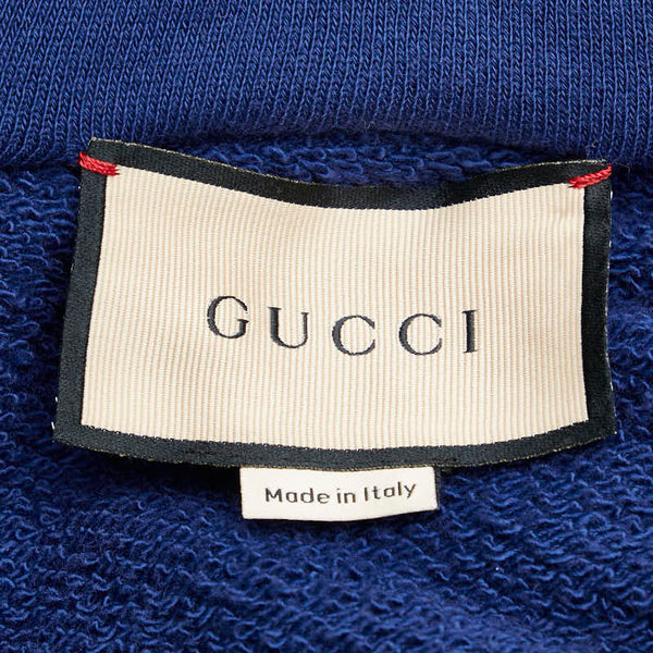 グッチ GGロゴ セットアップ ジップアップパーカー スウェットパンツ サイズ：XS ネイビー ホワイト コットン メンズ GUCCI 【中古】