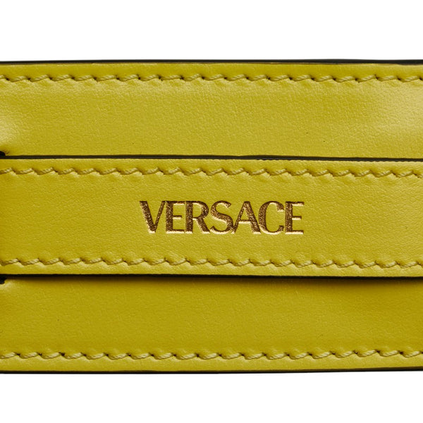 ヴェルサーチェ ショルダーストラップ イエロー ブラック キャンバス レザー レディース VERSACE 【中古】