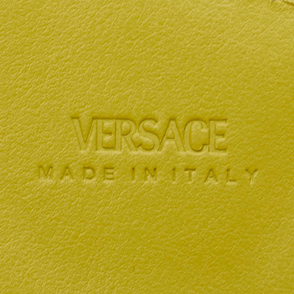 ヴェルサーチェ ショルダーストラップ イエロー ブラック キャンバス レザー レディース VERSACE 【中古】