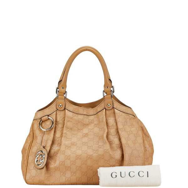 グッチ GGキャンバス スーキー ハンドバッグ トートバッグ 211944 ベージュ ブラウン キャンバス レザー レディース GUCCI 【中古】