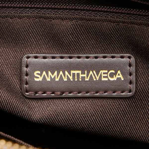 サマンサタバサ ハートビシュー ハンドバッグ ショルダーバッグ 2WAY ピンク ワインレッド レザー レディース Samantha Thavasa 【中古】