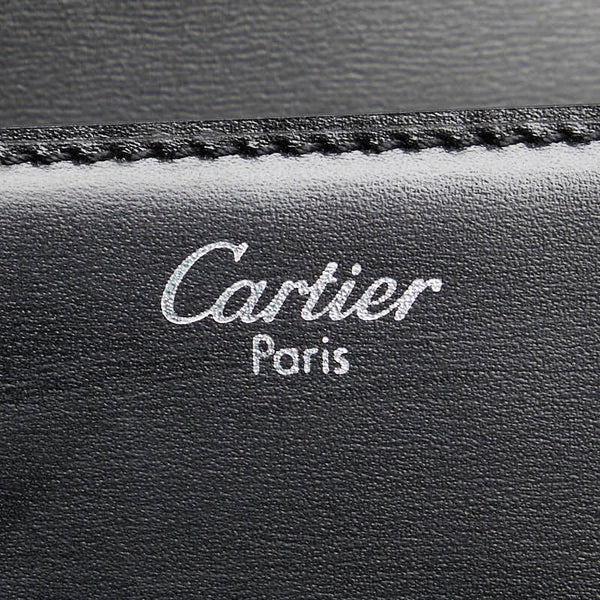 カルティエ パシャ クラッチバッグ セカンドバッグ L1000230 ブラック カーフレザー メンズ CARTIER 【中古】