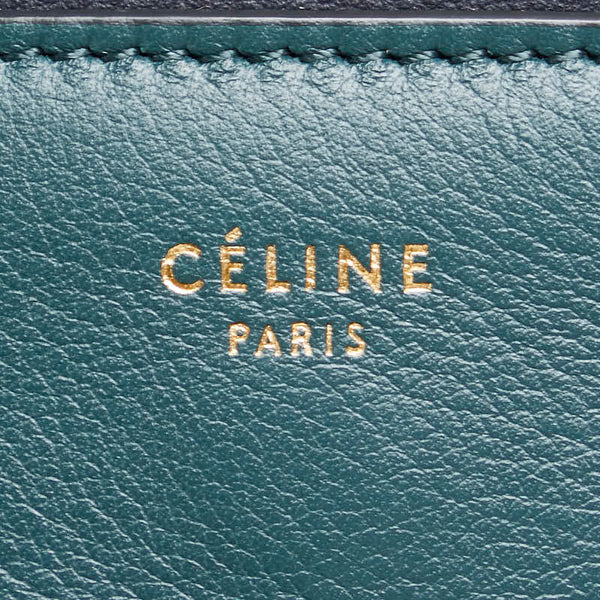 セリーヌ フレーム ミディアム ワンショルダーバッグ グリーン ブラック レザー レディース CELINE 【中古】