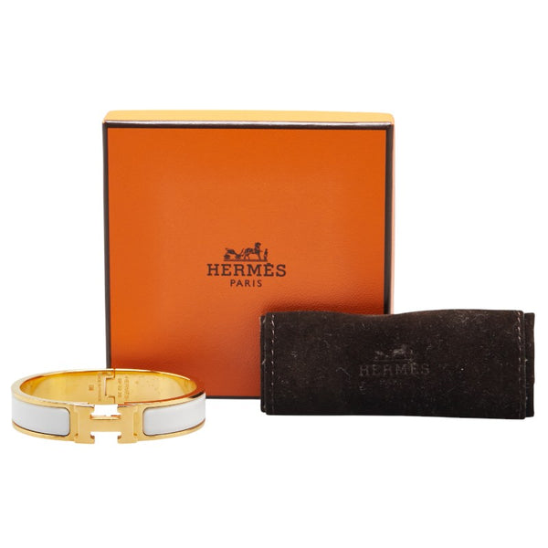 エルメス クリッククラックH PM ブレスレット ゴールド ホワイト メッキ レディース HERMES 【中古】